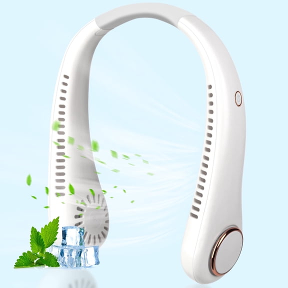 Coastacloud Portable Neck Fan, Rechargeable Turbo Bladeless Fan, 3 Speeds Adjustment 360° Cooling Airflow, Hands Free Wearable Personal Fans for Outdoor Travel Office