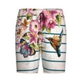 thumbnail image 4 of Naloa Bird and Floral Men's Short Pajama Pants, Lounge Comfort Shorts with Elasticized Waistband and Side Pockets - Small, 4 of 9