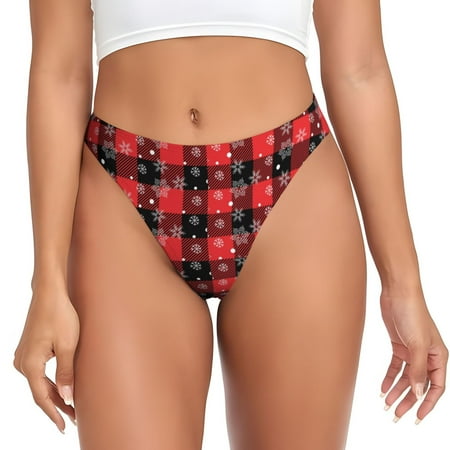 Qokaie Christmas With Snowflakes Printed Women s Cotton Thong Underwear  Sexy Breathable Panties G-string-X-Large