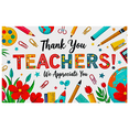 thumbnail image 2 of Colorful Thank You Teachers Banner with School Supplies and Floral Elements Teachers Day Appreciation Backdrop for Classroom Decorations Party Supplies Photography Props, 2 of 8