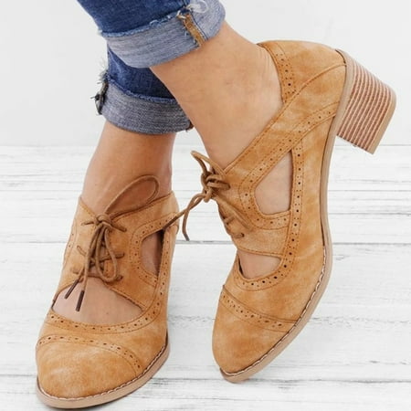 

Archer Women Summer Casual Retro Anti-skid Bandage Thick Mid-Heel Hollow Sandals Shoes