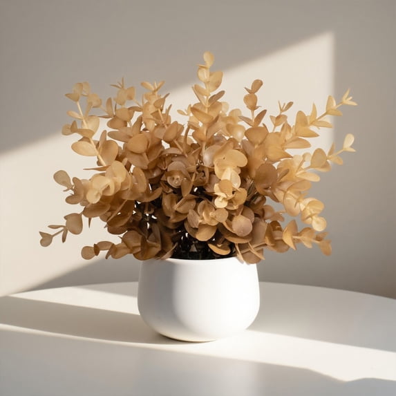 Tuphregyow Artificial Eucalyptus Plant in Ceramic Pot - Maintenance-Free Indoor Faux Plant for Home Office Decor, Lifelike PE Greenery Multicolor