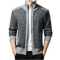 thumbnail image 3 of Men's Cardigan Sweaters Casual Full Zip Sweaters Knitted Cardigan with Pockets,Dark Gray,2XL, 3 of 8