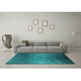 thumbnail image 3 of Ahgly Company Machine Washable Indoor Square Oriental Turquoise Blue Industrial Area Rugs, 8' Square, 3 of 4
