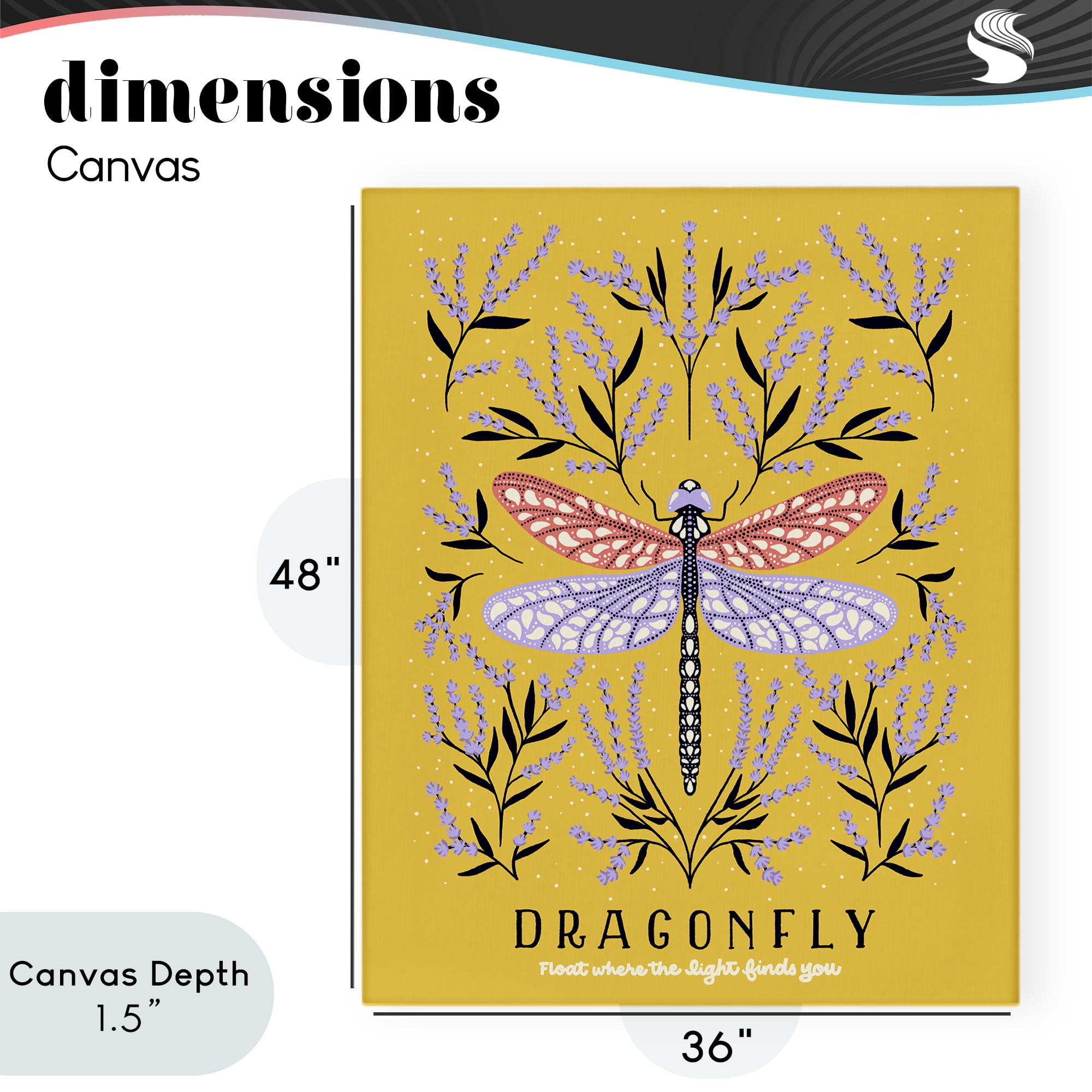 Stupell Industries Dragonfly Symmetry on Yellow Canvas Wall Art, design by Indira Prieto | IndySign