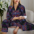 thumbnail image 6 of Yiaed Paisley And Owls Print Pajamas Women's Long Sleeve Sleepwear Soft Button Down Loungewear Pjs Lounge Set Nightwear Womens Pajama Pants-Small, 6 of 7