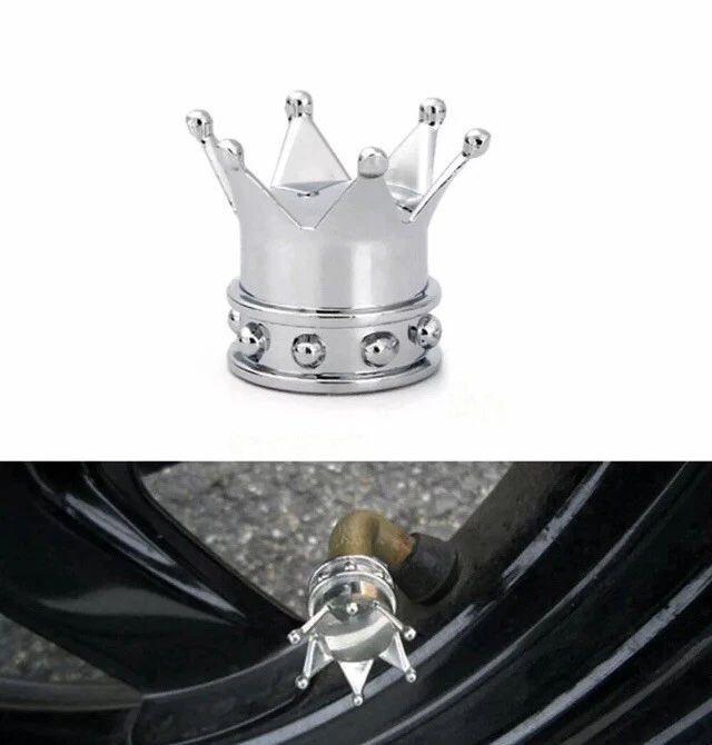 Crown Chrome 4 Pcs Car Tire Air Valve Stem Screw Cap Cover Wheel Rim Accessories