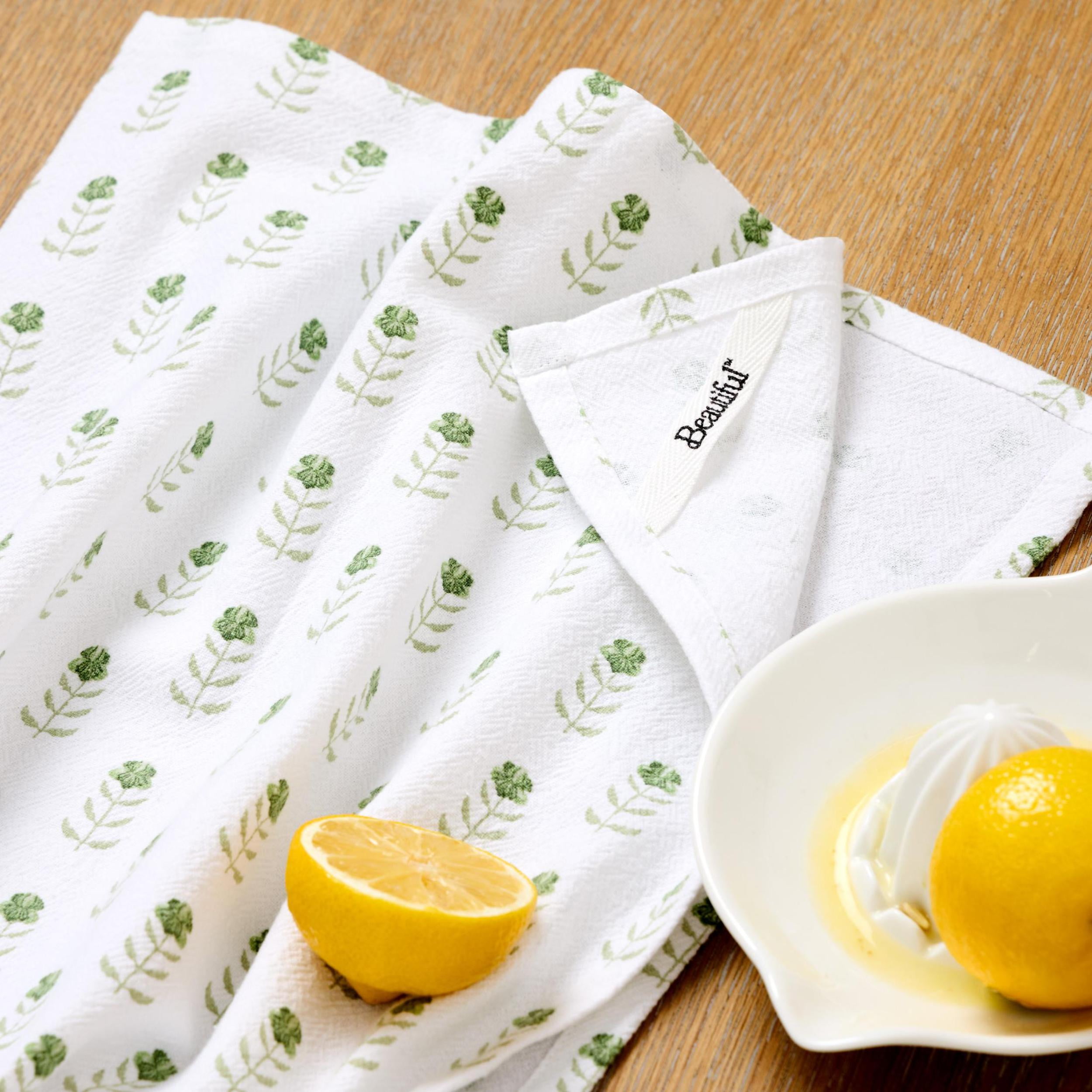 Beautiful Home by Drew Barrymore 1-Piece Printed Floursac Cloth, Sage Green 30"W x 30"L