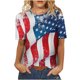 thumbnail image 1 of Tops Para Mujer Elegantes Blusas Casuales Camisas de Moda Cuello Redondo Manga Corta Camiseta Con Estampado de Bandera Estadounidense Odeerbi  ODB168399, 1 of 5