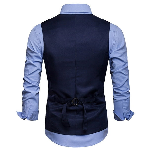TMOYZQ Men's Dress Suit Vest Formal Business Casual Slim V-neck Sleeveless  Tuxedo Vests Waistcoat Jacket with Chain and Pockets for Wedding Party Prom  - Walmart Business Supplies