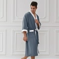 thumbnail image 6 of YueHuiYing Men's Plus Size Knit Robe Loose Comfortable Long Sleeve Bathrobe Soft Sleep Robe For Loungewear Nightwear, 6 of 7