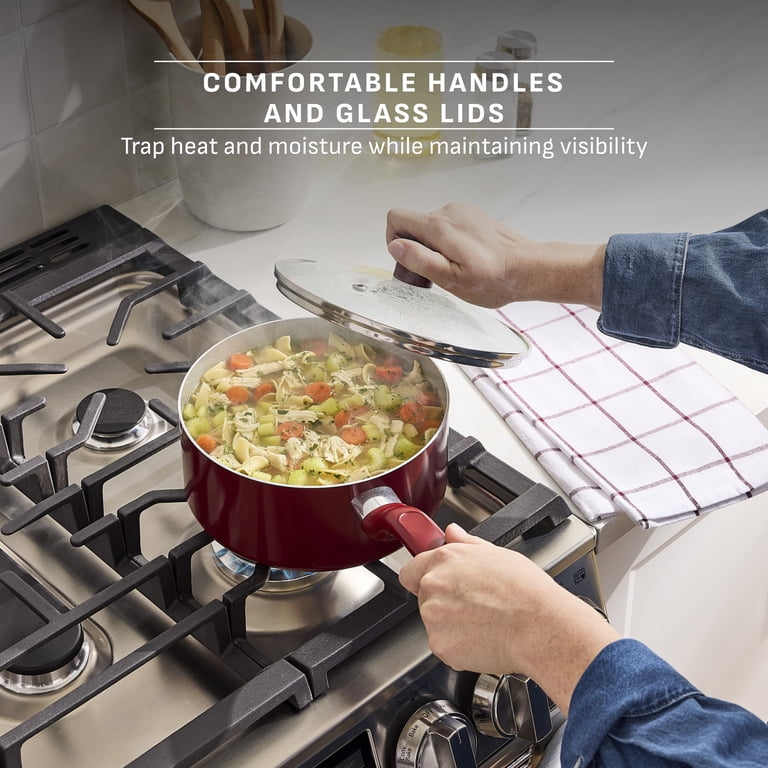 T-fal Easy Care 18-Piece Ceramic Nonstick Cookware Set, Red photo 8
