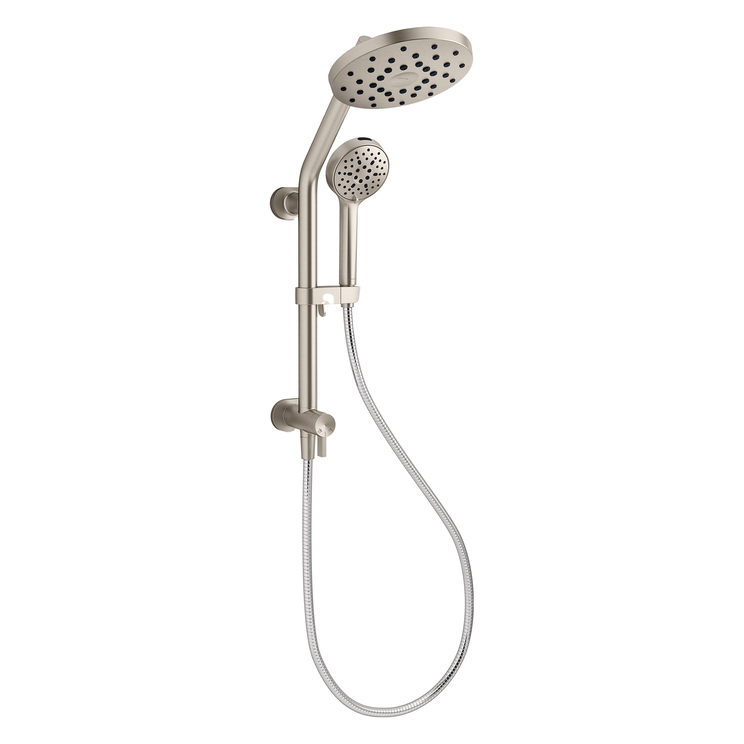 Kohler HydroRail 3-in-1 Multifunction Shower System, Brushed Nickel, with Handshower, Slidebar, 60" Hose, 5 Spray Functions, 1.75 GPM