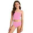 thumbnail image 3 of Shadoumai Girls Tankini Swimsuits with Shorts 10-12 Ribbed Bikini Drawstring Girls Swimwear Tankini Two Piece Beach Skirt Cute Ruched Bathing Suit Contrast Trim Swimwear with Cover Up Pants, 3 of 7