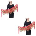 thumbnail image 4 of Qarigey Cadena de la cintura de la danza del vientre Lentejuelas colgantes portátiles Borlas Moneda Bufanda de la cadera Ropa de baile de moda Rojo 2piezas, 4 of 6