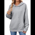 thumbnail image 1 of Sudadera con Capucha para Mujer, Informal, de Larga, con Cordón Ajustable, Estilo Waffle, Holgada, con Bolsillo. Gris L, 1 of 10