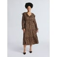 thumbnail image 2 of Time and Tru Women's and Women's Plus Ruffle Tiered Midi Dress with Long Sleeves, Sizes XS-4X, 2 of 6