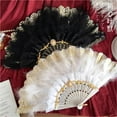 thumbnail image 2 of Black White Lace Embossed Flower Wedding Favors Folding Hand Fans Fan Tea Party Feather Fan, 2 of 6