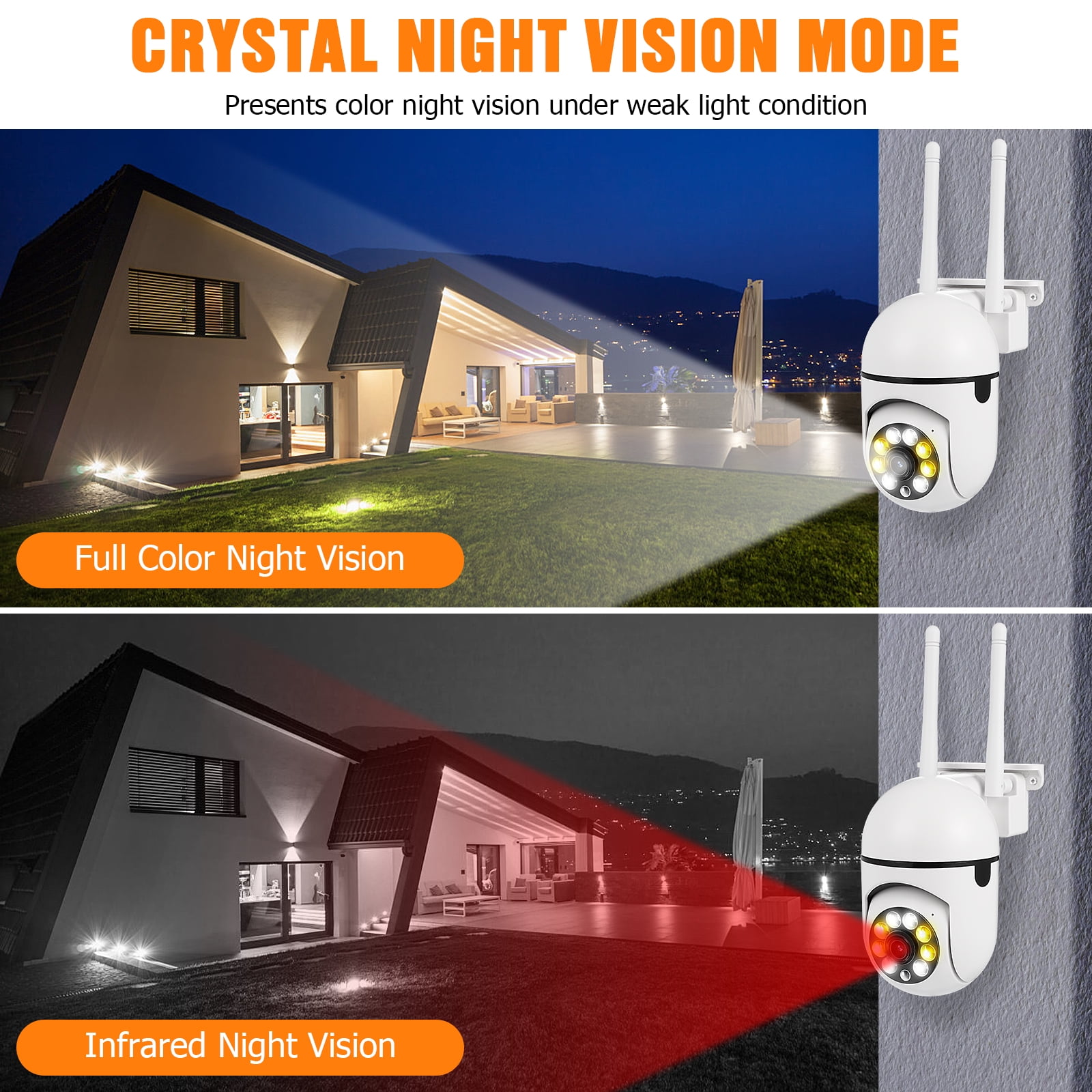 Cameras for Home/Outdoor Security, 2MP Solar Security Cameras Outdoor with 355?PTZ, Spotlight, Motion Detection, Siren, Color Night Vision, 2-Way Talk