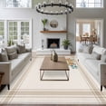 thumbnail image 3 of 5'x7' Area Rugs for Living Room Bedroom, Summer Coastal Washable Rug Carpet Runner Indoor Outdoor, Nautical Beach Marine Life Beige Striped Non Slip Floor Mats Area Rug for Kitchen, Nursery, 3 of 8
