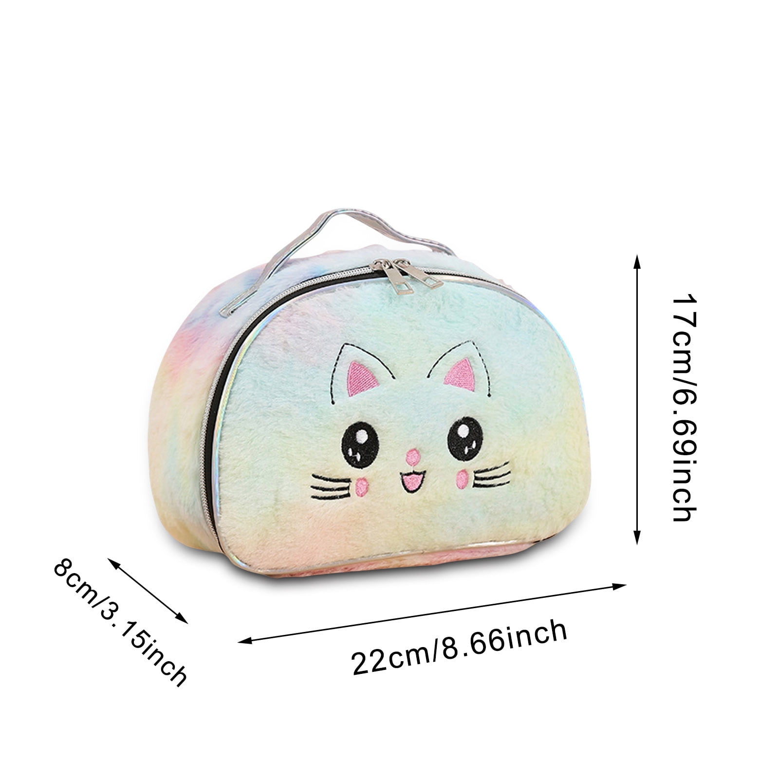 Plush Cosmetic Bag Portable Cute Makeup Pouch Soft Wool Travel