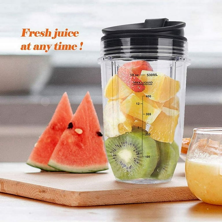4 Pcs 18Oz Replacement Ninja Blender Cups with Lid for Ninja Auto IQ BL480 BL642 BL450 BL682 BL480, BL490, BL640 BL680
