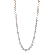 Forever Facets 1/10 cttw Diamond Heart Tennis Necklace in 14k Rose Gold over Sterling Silver, Adult Female