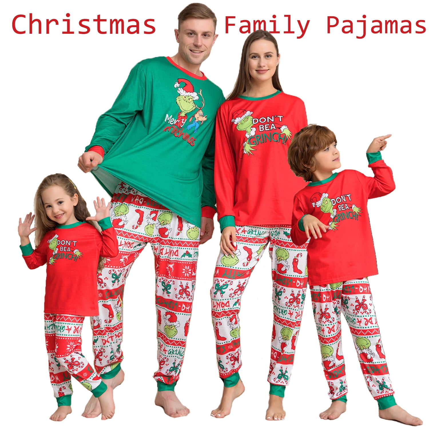 Holiday Grinch Christmas Pajamas Family Matching Pjs Set Xmas Jammies