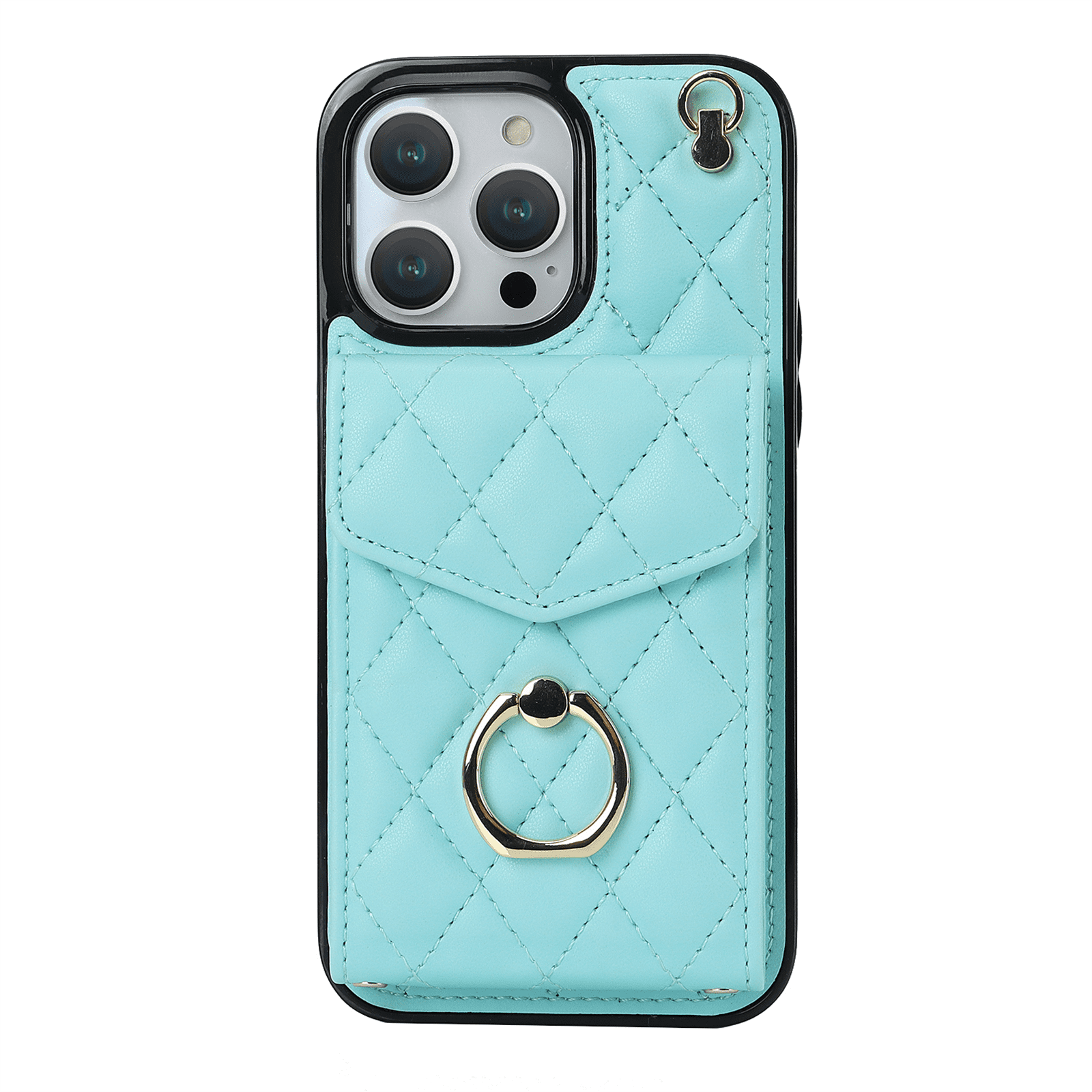 Asuwish Wallet RFID Blocking PU Leather Cell Phone Case with Tempered Glass Screen Protector, Wrist Strap for iPhone 15 Pro, Teal