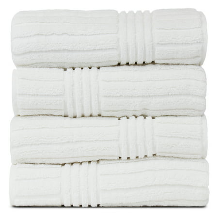 Luxury Hotel & Spa Towel 100% Genuine Turkish Cotton Bath Towels - White - Striped - Set of (Best Luxury Bath Towels)