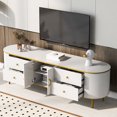 thumbnail image 2 of Modern TV Stand for TVs up to 80 Inches, Entertainment Center with 4 Drawers and 1 Cabinet, Wood TV Console Table with Metal Legs and Handles for Living room, White, 2 of 5