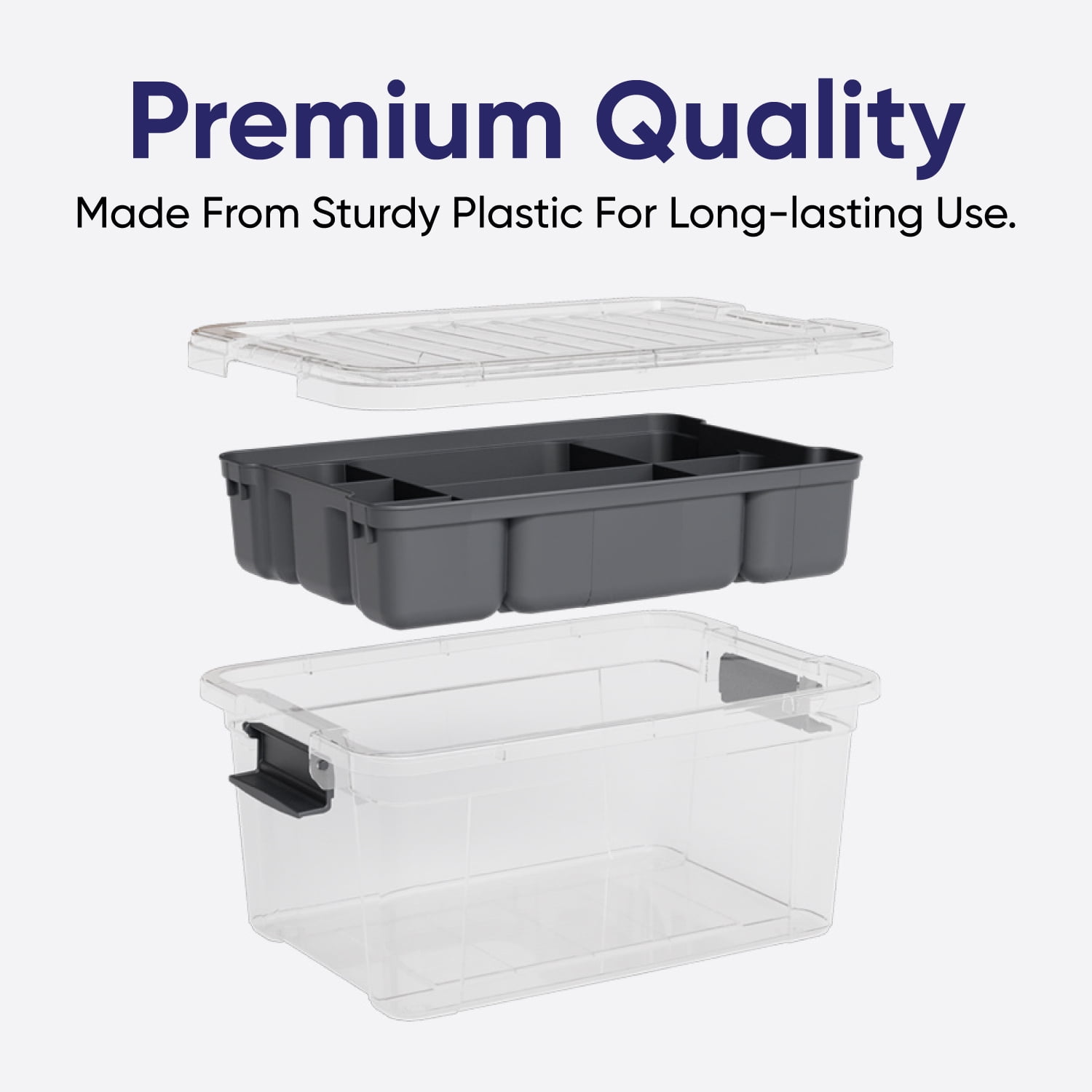 Superio Storage Container Organizing Bin with Removable Tray Plastic Tools, Sewing, Crafts Box, 6.5 Qt, 2 Pack