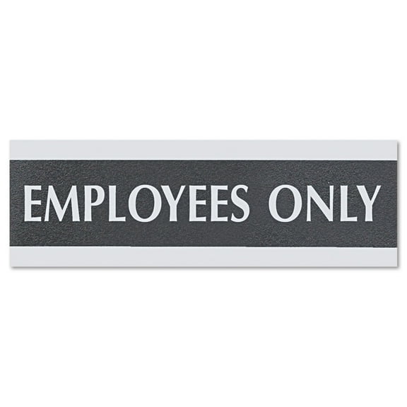 Us Stamp & Sign Century Series Office Sign, Employees Only, 9 X 3, Black/silver