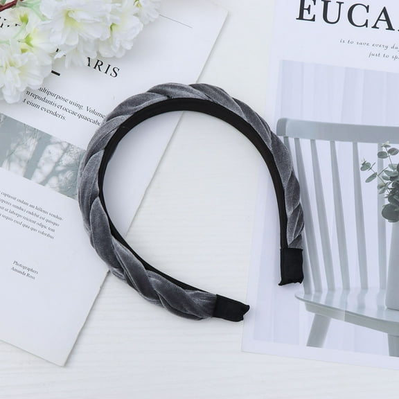 MUSEYA 1Pack Plaited Hair Headband Suede Gray for Daily Use Hair Protection for Women and Adults