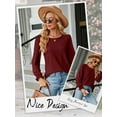 thumbnail image 6 of Hibeli Womens Casual Crewneck Puff Long Sleeve Loose Fit Solid Color Top, 6 of 7