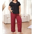 thumbnail image 3 of Plus Size Sleepwear for Women Pajama Set 2 Piece Short Sleeve Tee and Long Pants Soft Oversize Loungewear, 3 of 8