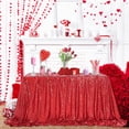 thumbnail image 4 of Mantel Queen Dream con lentejuelas rojas, 152 x 259 cm, para decoración de fiestas, 4 of 7