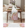 thumbnail image 6 of Pink Gold Marble Table Runners 108 Inches Long, Cotton Linen Fabric Table Runner Dresser Scarf, Modern Abstract Marble Crack Texture Tablerunner for Party/Kitchen/Dinner/Wedding Decor 13''x108'', 6 of 7
