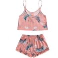 thumbnail image 2 of Women's Summer Floral Print Cami Top and Shorts Pajamas Set Hojas Rosa Coral XL Hojas Rosa Coral XL Xishao ropa, 2 of 2