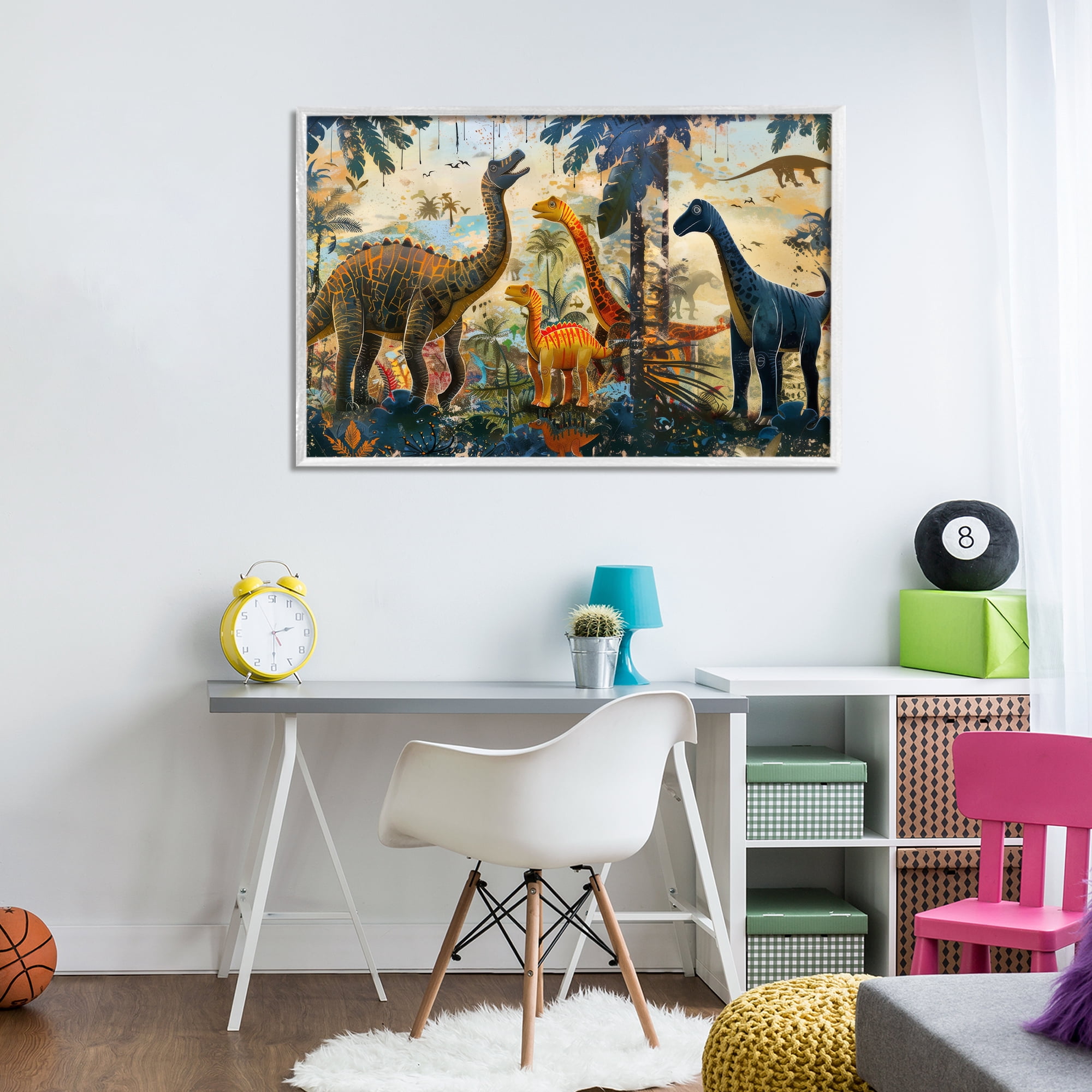 Stupell Industries Jurassic Journey in Nature White Framed Giclee Art, design by Lazar Studio