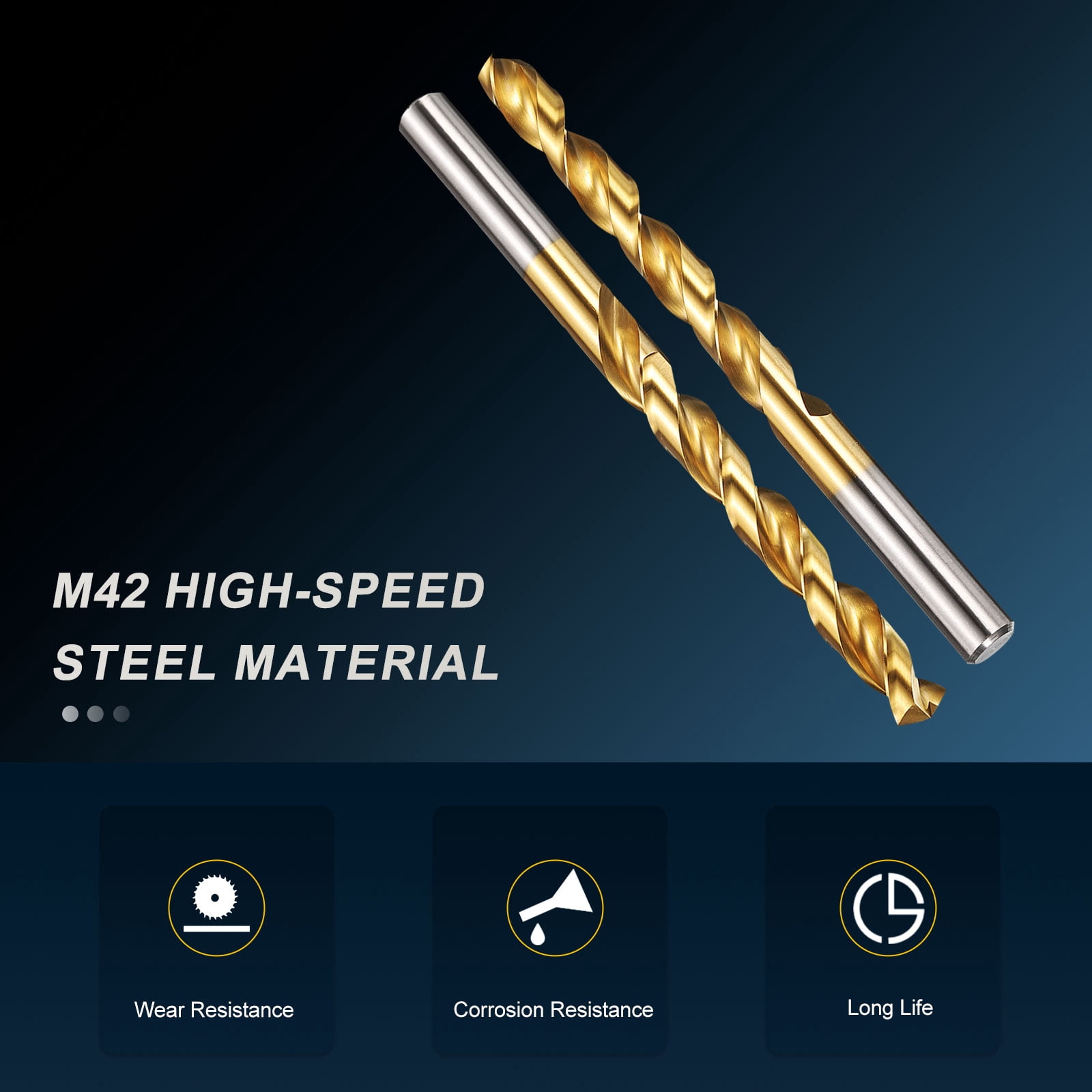 Uxcell 10mm Drill Bit, M42 8% Cobalt High-Speed Steel Jobber Straight Shank 135° Titanium Nitride (TiN) Coated for Hard Metal Stainless Steel - 6 Pack