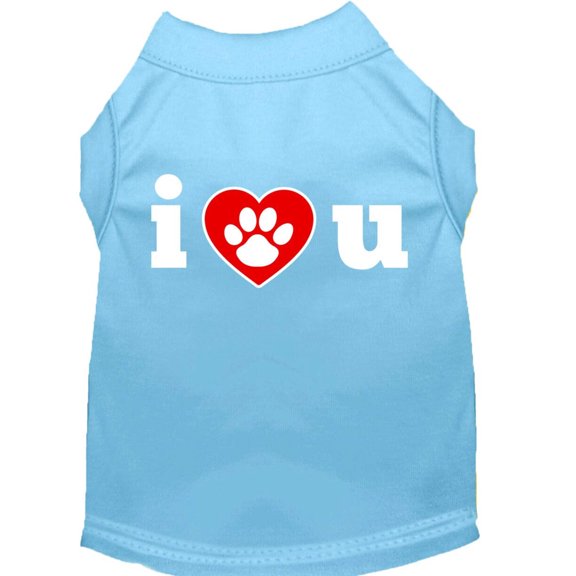 Pet Dog Cat Shirt Screen Printed, "I Love You"