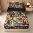 thumbnail image 2 of Erosebridal Gold Leopard Cheetah Print Zipper Twin Comforter Sets with Fitted Sheet and 2 Pillowcases for Girls, Eiffel Tower Zipper Bedding Set, Black Reversible, 4pcs, 2 of 7