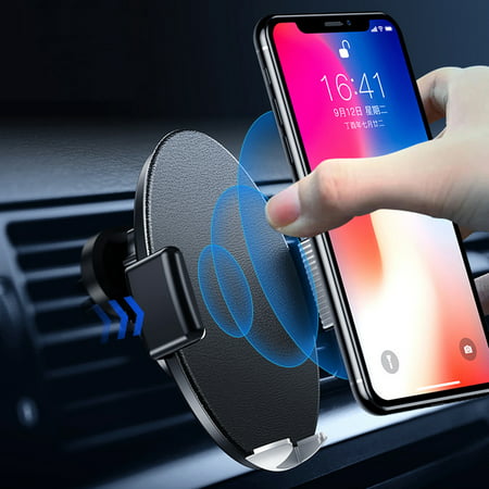 Touch Sensitive Phone Car Mount Wireless Charger, Qi Fast Wireless Car Charger, One-Hand Operation Car Mount Compatible with Samsung Galaxy S9/S8/S7/S7 Edge/S6 Edge, Note and (Best Qi Car Charger Mount)