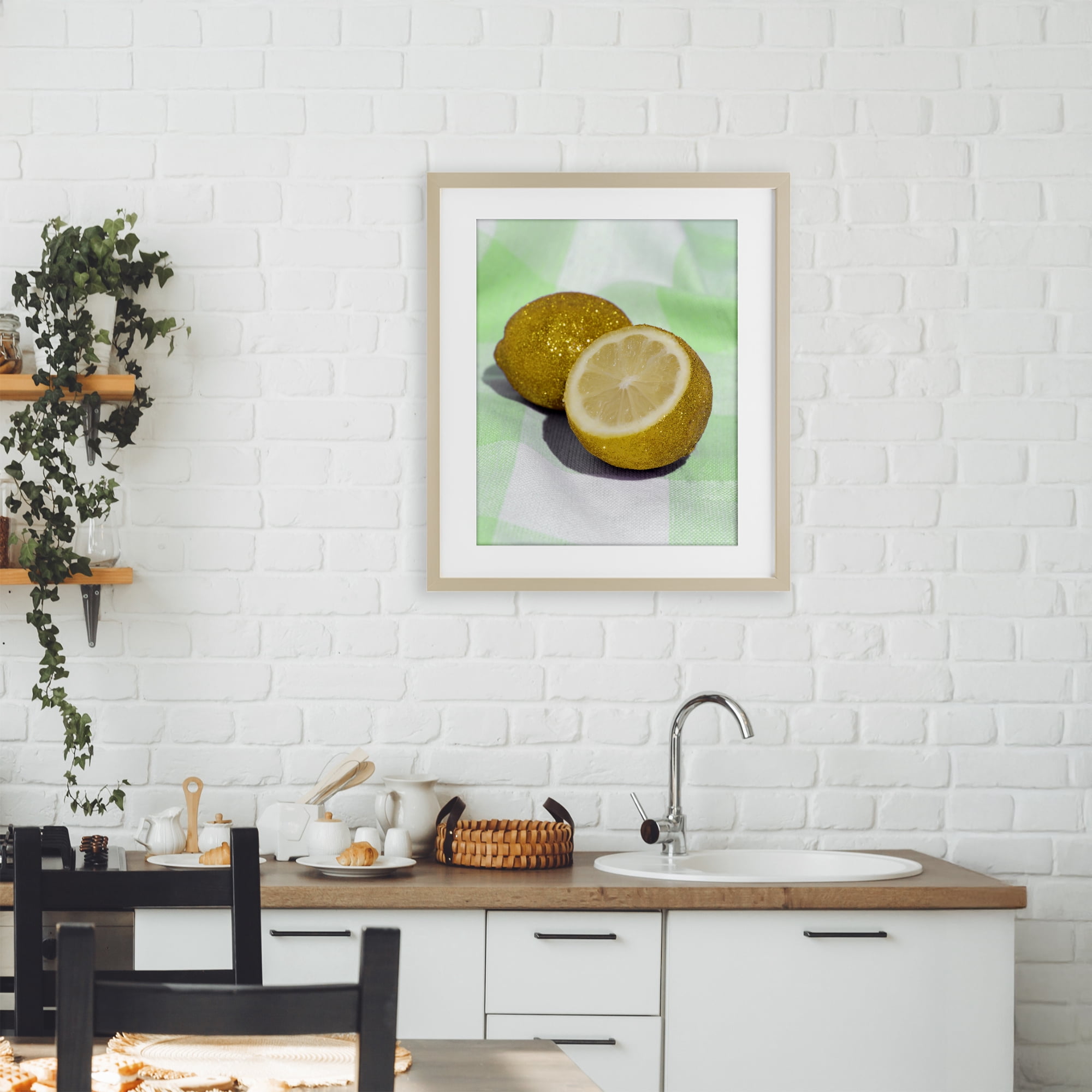 Stupell Industries Glimmer Lemon on Green Birch Framed Print Under Glass, design by LISH Creative