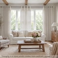 thumbnail image 2 of TURCURNO Light Filtering Linen Curtains for Living Room Bedroom,Soft Flax Textured Bronze Grommet Semi Sheer Privacy Drapes 2 Panels,Natural,52"x90", 2 of 10