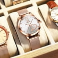 thumbnail image 3 of OLEVS Ladies Watches Rose Gold Mesh Strap Fashion Dress Japanese Quartz Waterproof Luminous Female Watches for Women White Dial, 3 of 13