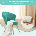 thumbnail image 2 of Hawsaiy Modern Velvet Accent Chair with Gold Metal Legs,Upholstered Vanity Chair for Bedroom, Makeup Room, or Living Room，Cyan, 2 of 9