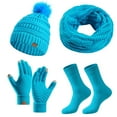 thumbnail image 1 of Fgnfyis Winter Solid Color Knit Hat Scarf and Gloves Set Warm Comfortable Windproof Three Piece Accessory Sky Blue, 1 of 7