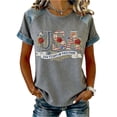 thumbnail image 2 of 250 Anniversary USA Shirt Womens Tops Jean Shirts for Women Denim Patchwork Short Sleeve Crew Neck Shirts 1776-2026 250Th American Birthday Flower Printed Shirt Graphic Tees Gray XL, 2 of 3